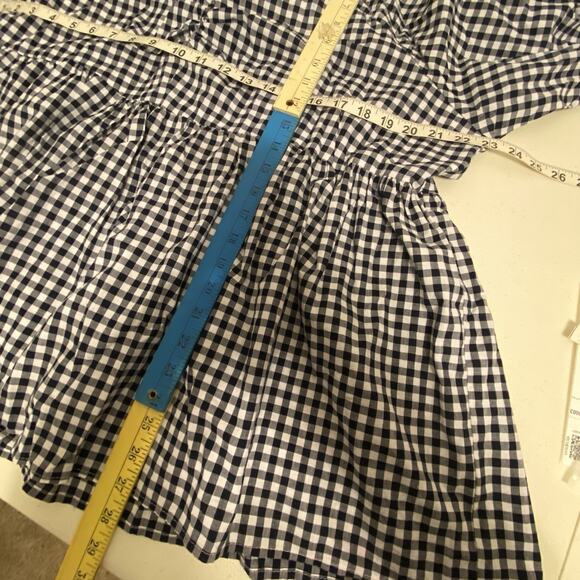 Women Plus Sz 2X Blouse Tiered Babydoll Puff Sleeve Top Cotton Gingham Bohemian - Picture 2 of 9